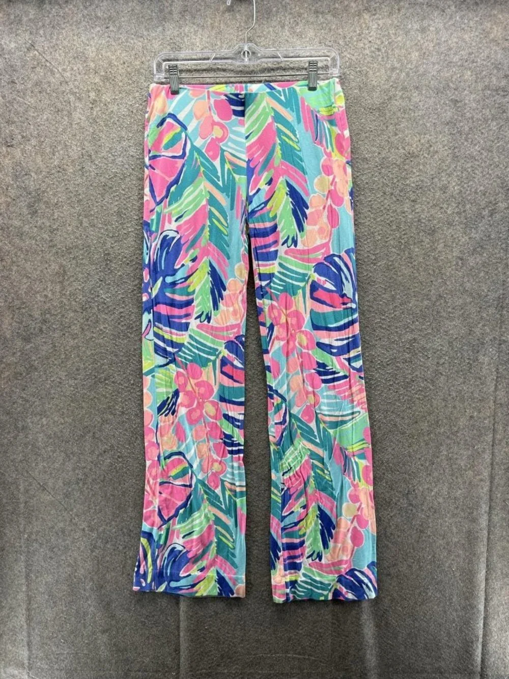 Lilly Pulitzer Sweatpants Womens Small Multicolor Floral Jersey Wide Leg Stretch